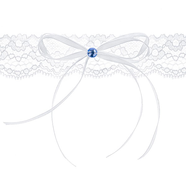 Lace Garter With Ribbon White