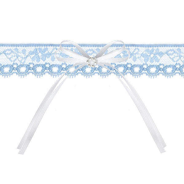Lace Garter With Ribbon Light Blue