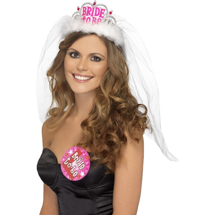 Bride To Be Tiara with Veil White