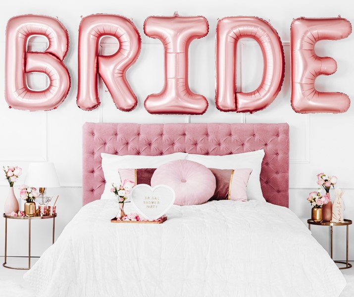 Foil Balloon Bride Letter Banner 280x86cm Rosegold